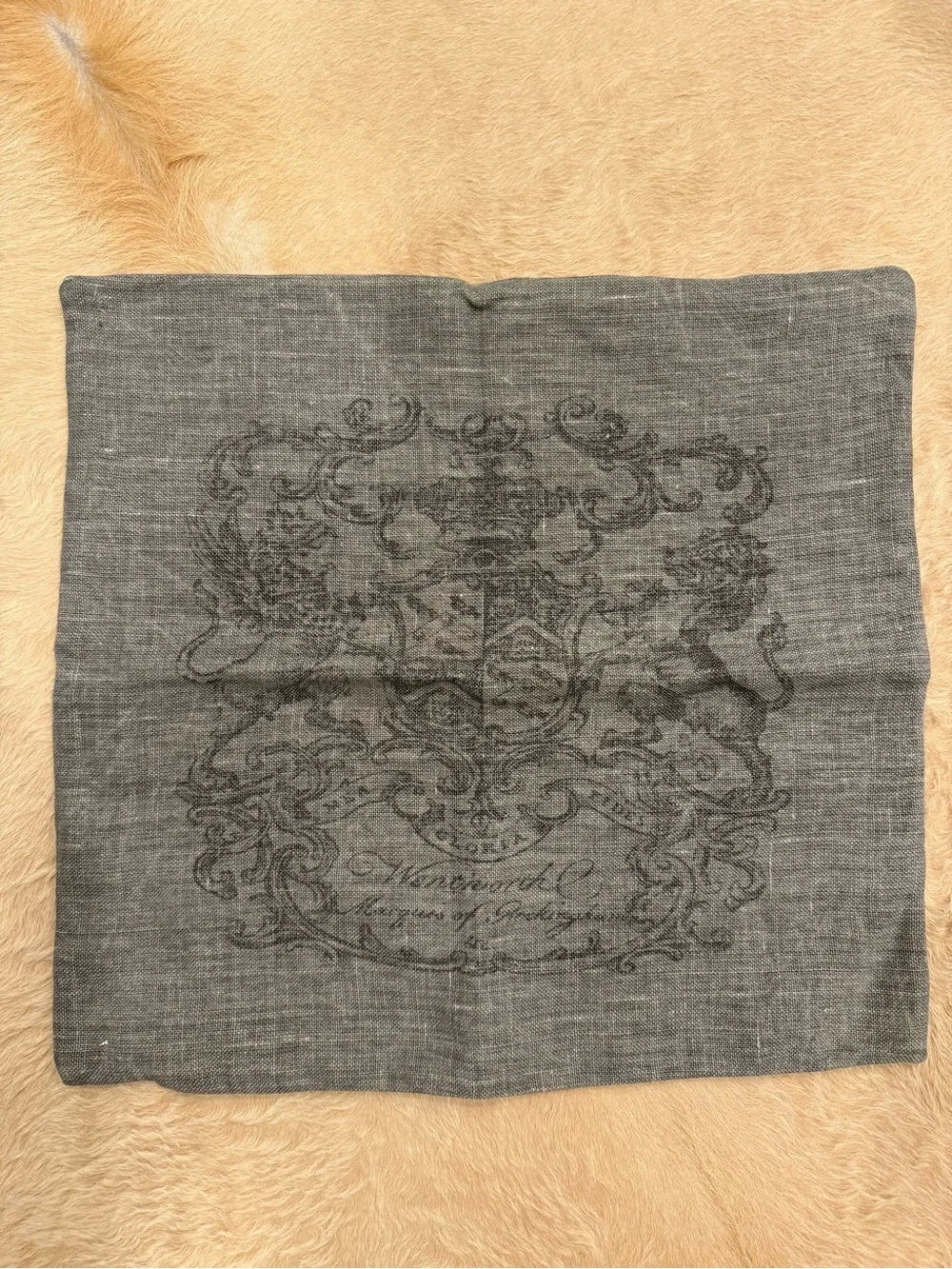 Restoration Hardware Wentworth Crest-vintage washed Belgium Linen pillow cover